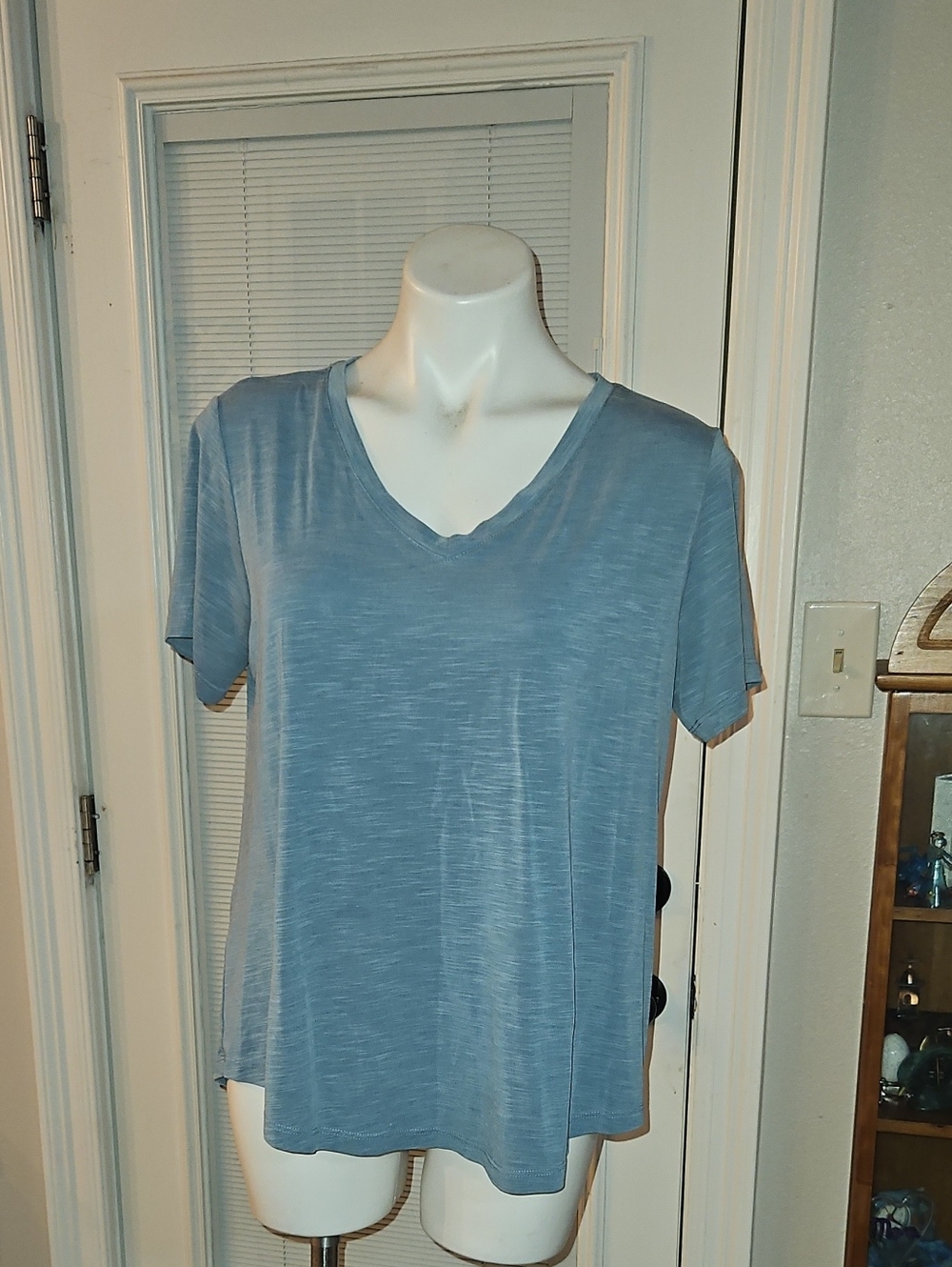 Mod Ref V-Neck Short Sleeve Tee in Dusty Blue